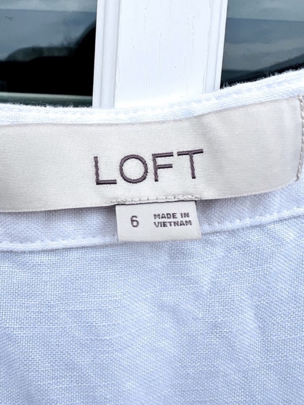 LOFT White Linen Blend Button Front Fit Flare Sundress Size 6 Pockets - Picture 8 of 17